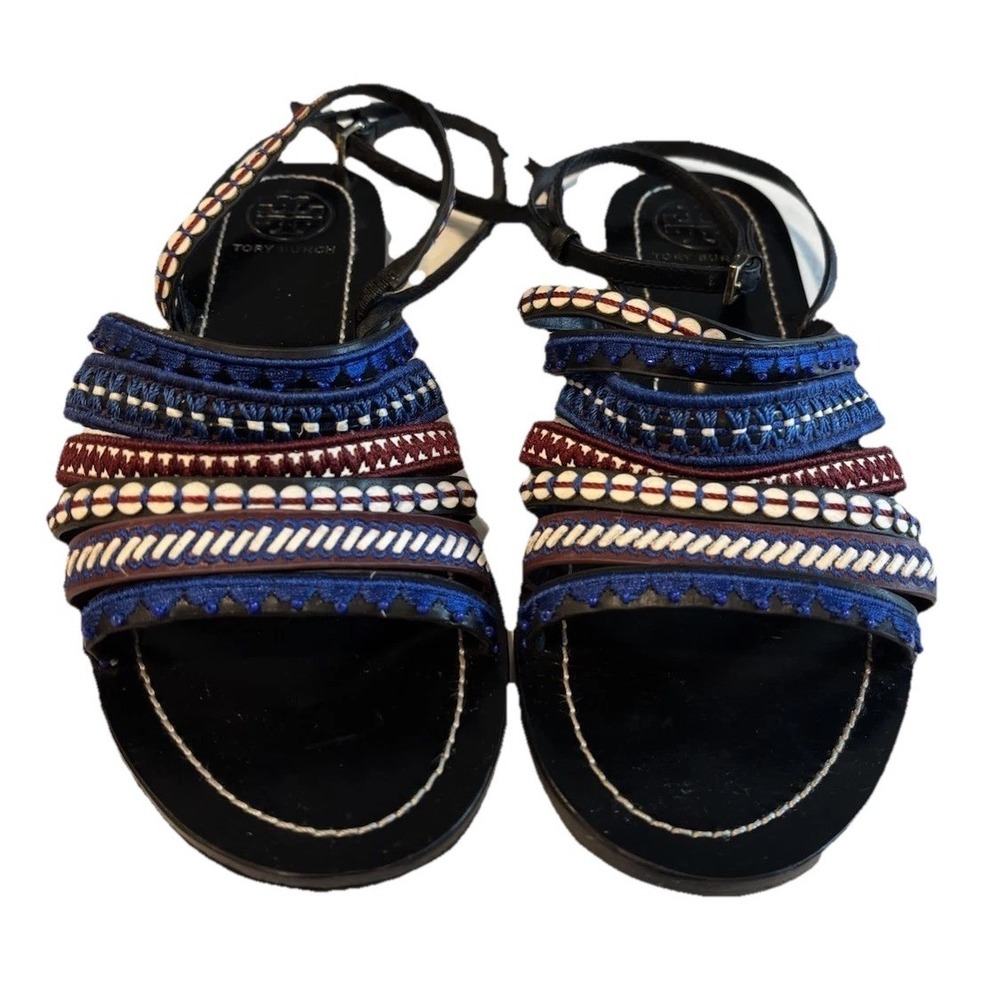 Tory Burch Multi Sandal Mixed‎ Trims Ankle Strap Size 10.5 M Womens